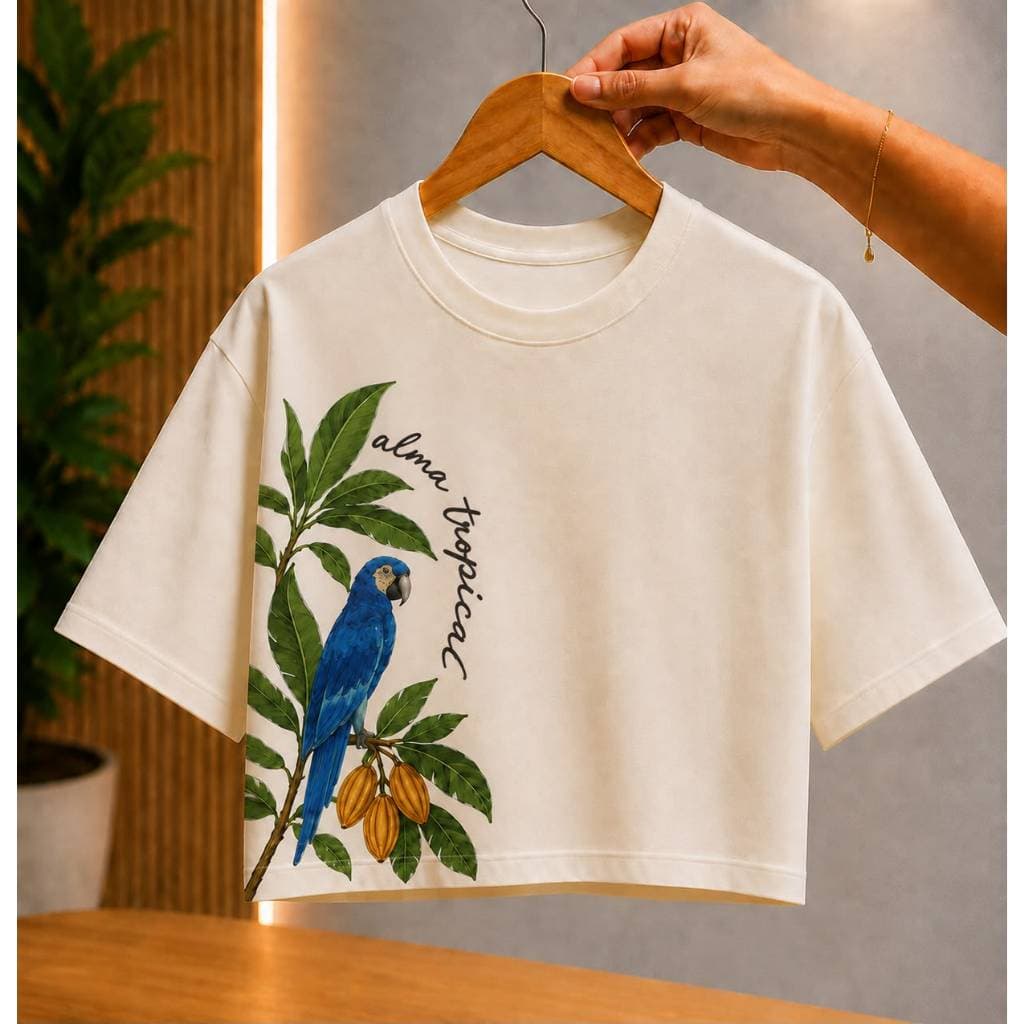 Cropped Oversized Inspiração Rio Tropical Feminino Estampado Tendência - Envio Rápido
