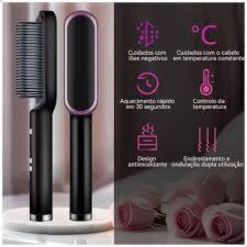 Escova Alisadora De Cabelo Pente Elétrico Portátil Bivolt 5x1 JACK LIU