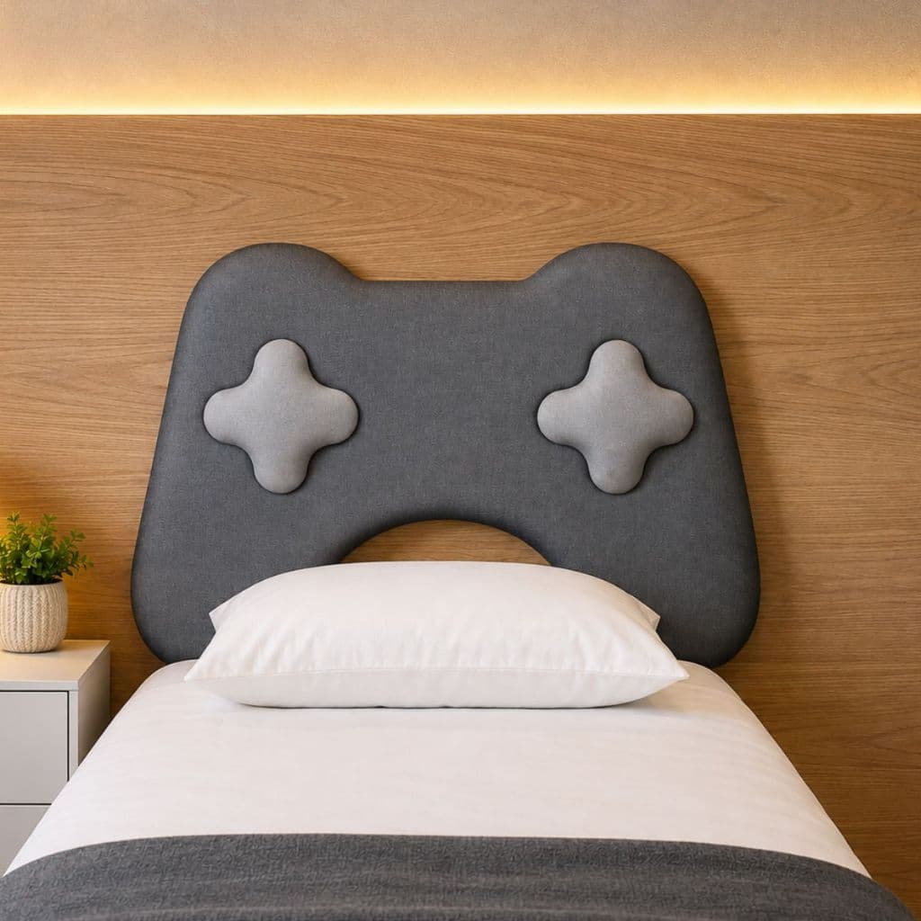 Cabeceira Solteiro Menino  Gamer Controle Videogame Estofada Facto Fácil Limpeza 100x70 Quarto Menino Decoração Gamer