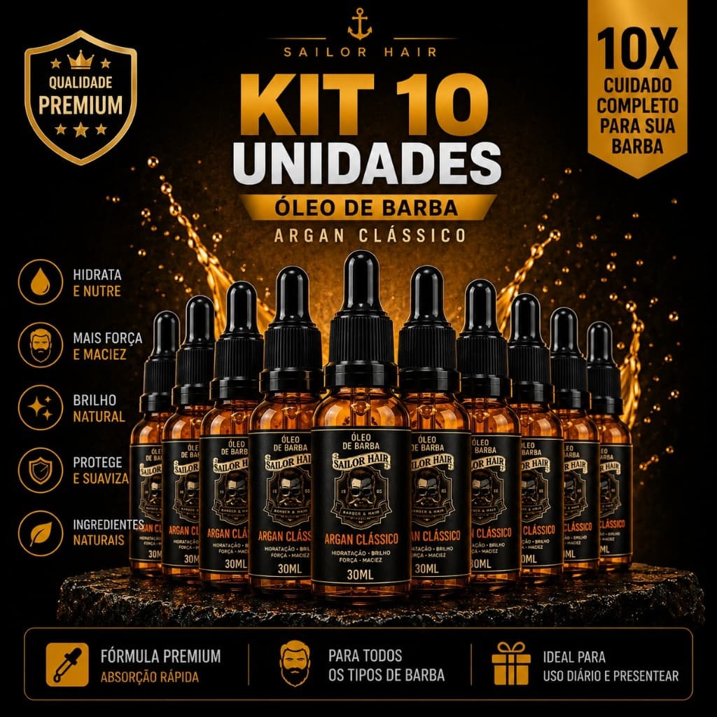 10 UN Óleo para Barba 30ml Argan Classic