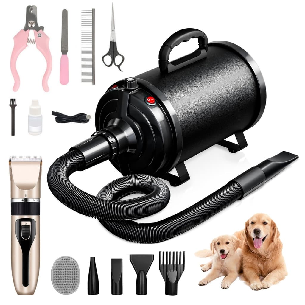 Soprador Secador Pet Profissional 3200W frio/quente Alta Velocidade Silencioso Com 4 Bicos&Máquina de depilar