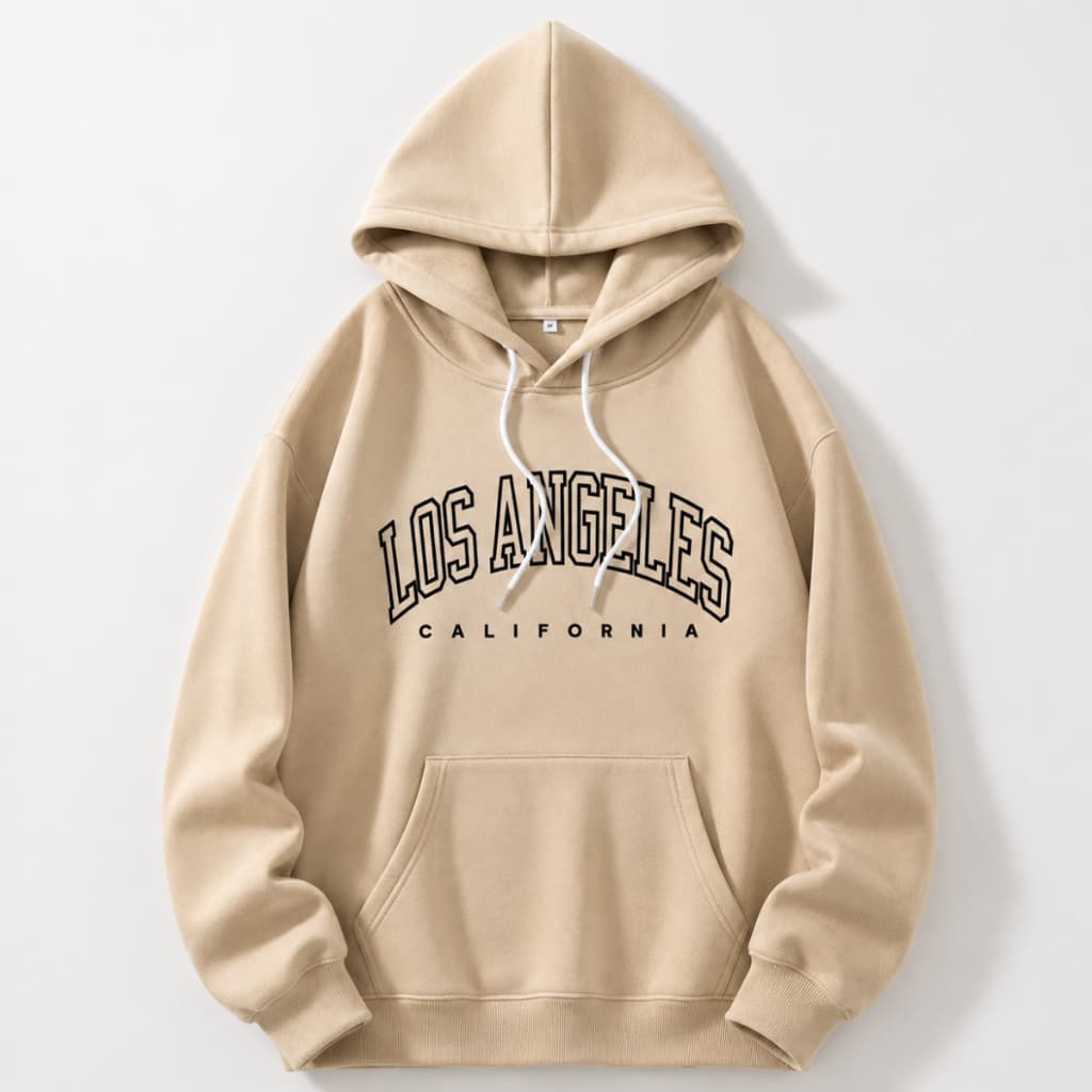 Moletom Canguru Estampado Los Angeles Blusão Estiloso Blogueira Flanelado Blusa De Frio Inverno