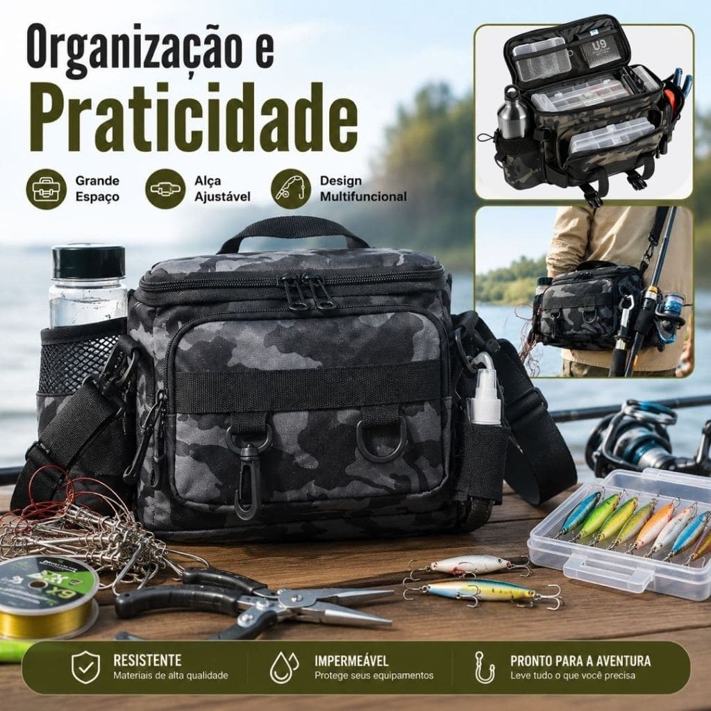Bolsa Impermeável Para Isca de Pesca Bolsa De Armazenamento Suporte Portátil Para Vara Esportes Ao Ar Livre