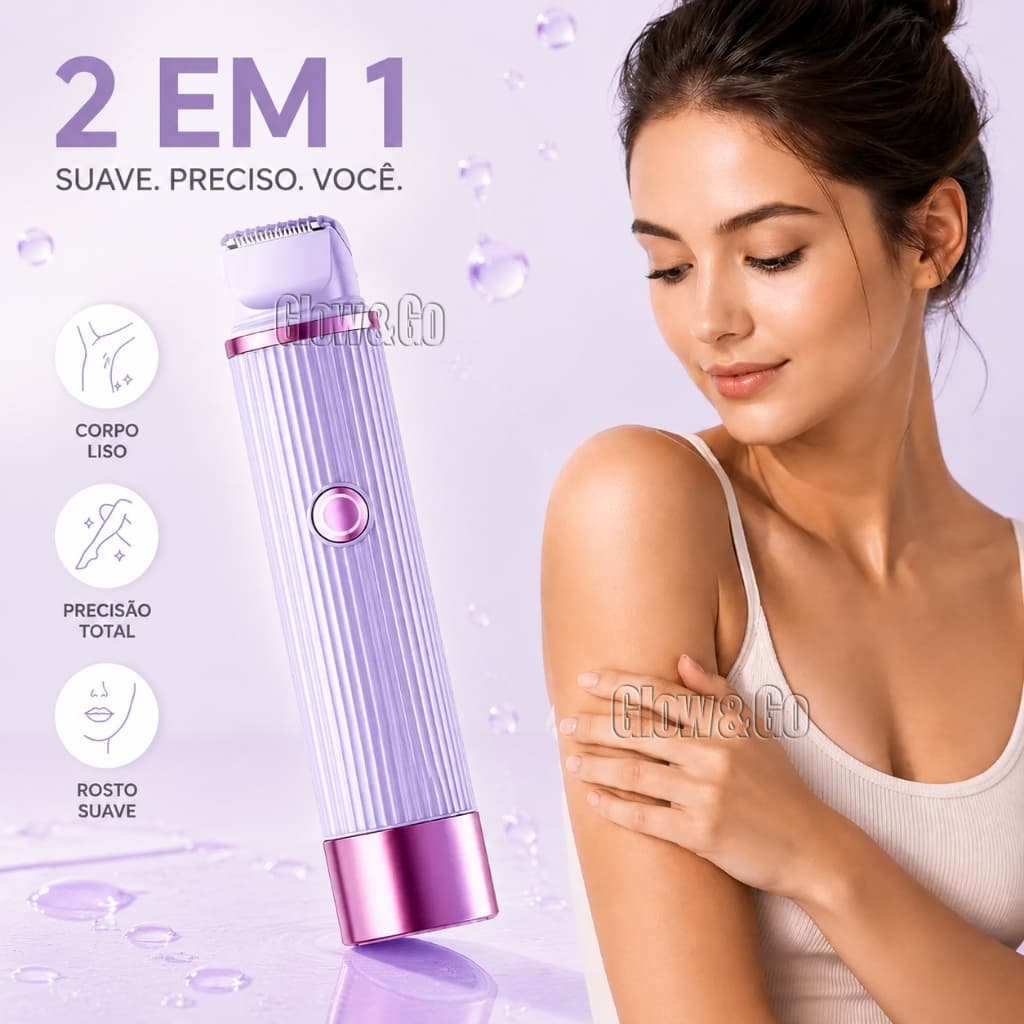 Depilador Elétrico Feminino com navalha dupla Recarregável com 2 Cabeças Removedor de Pelos Portátil USB indolor