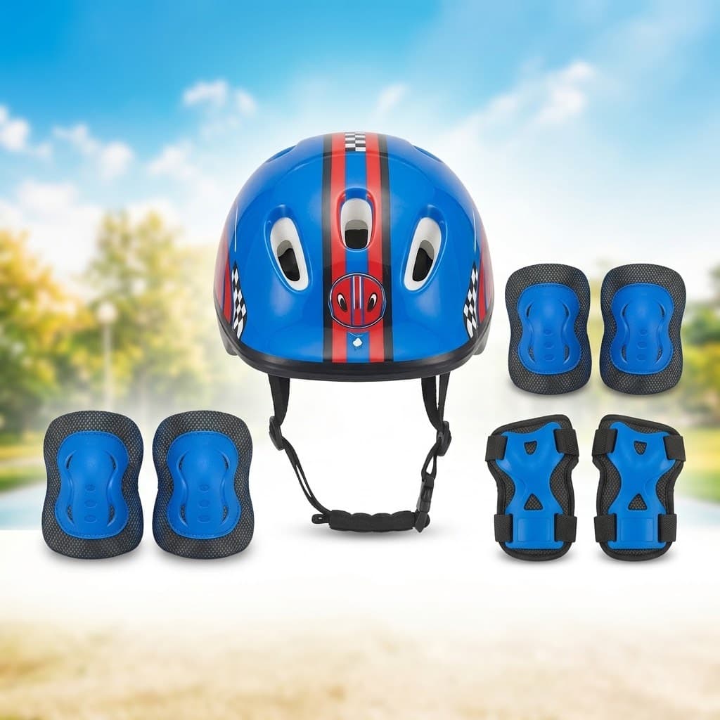 Kit Proteção Segurança Infantil Capacete Cotoveleiras Joelheiras Luvas Pronta Entrega