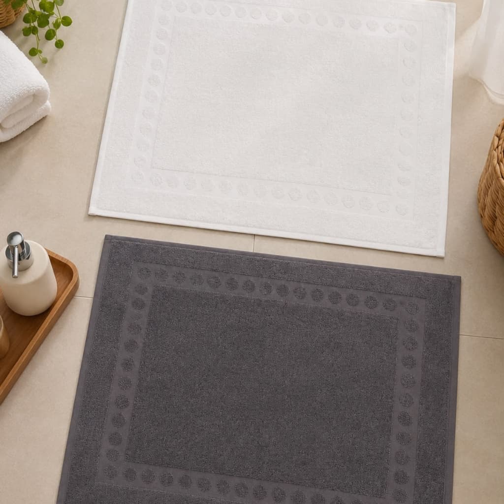 Kit 2 Tapete Antiderrapante Atoalhado Piso Banheiro 100% Algodão Premium 50X65cm