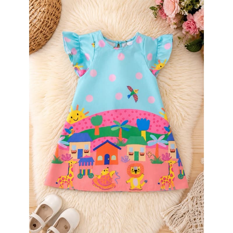 Vestido infantil colorido - Animais