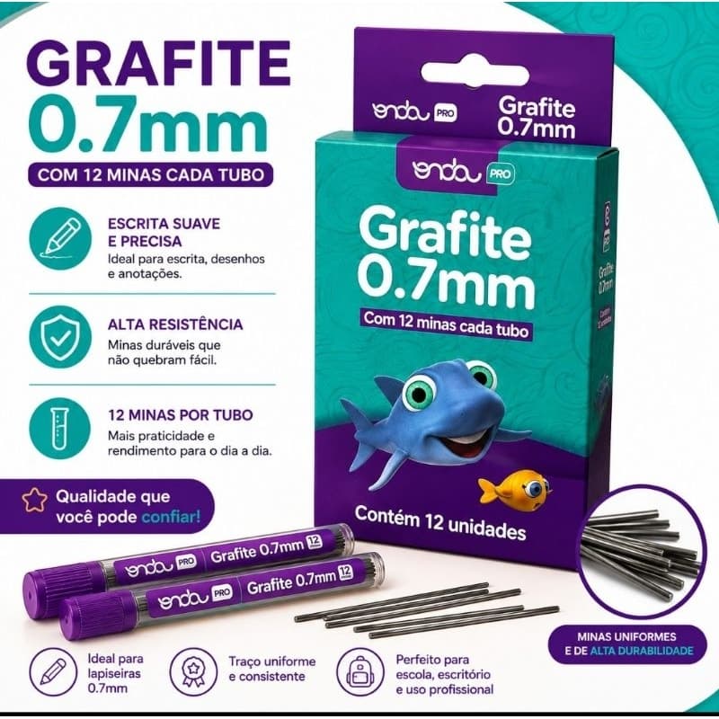 Grafite para Lapiseira 0.5mm 0.7mm 0.9mm com 12 Minas Escolar Escritório Desenho Escrita