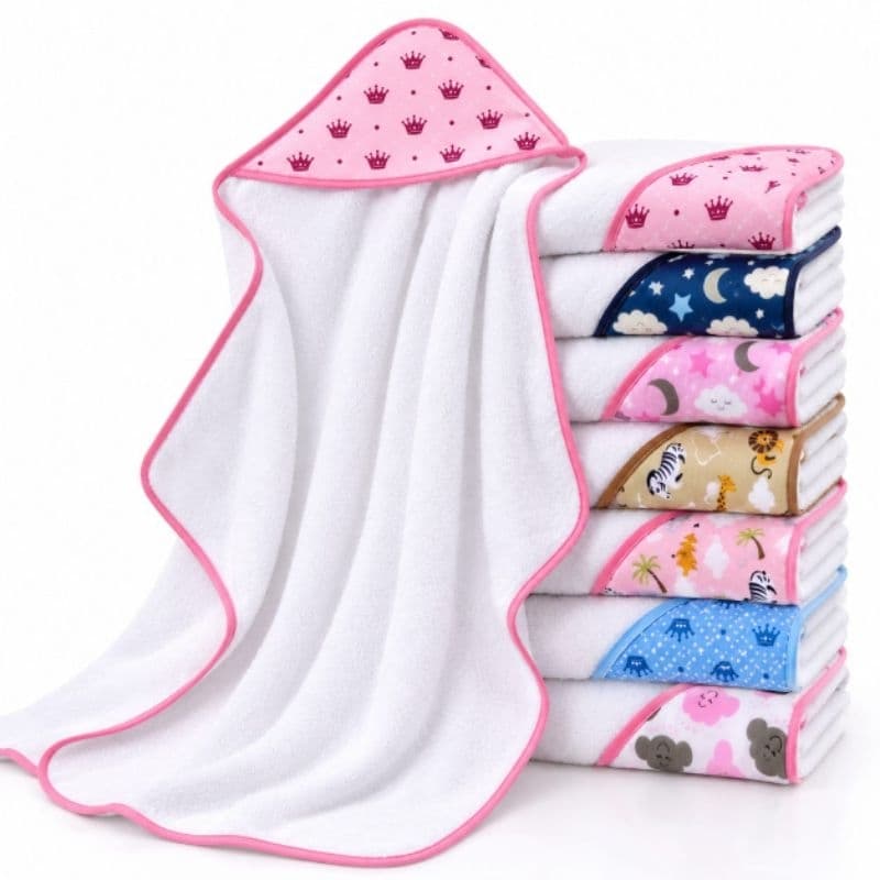 Toalha de banho bebê com capuz 100% Algodão atoalhado , varias estampas  recém-nascidos 70x70