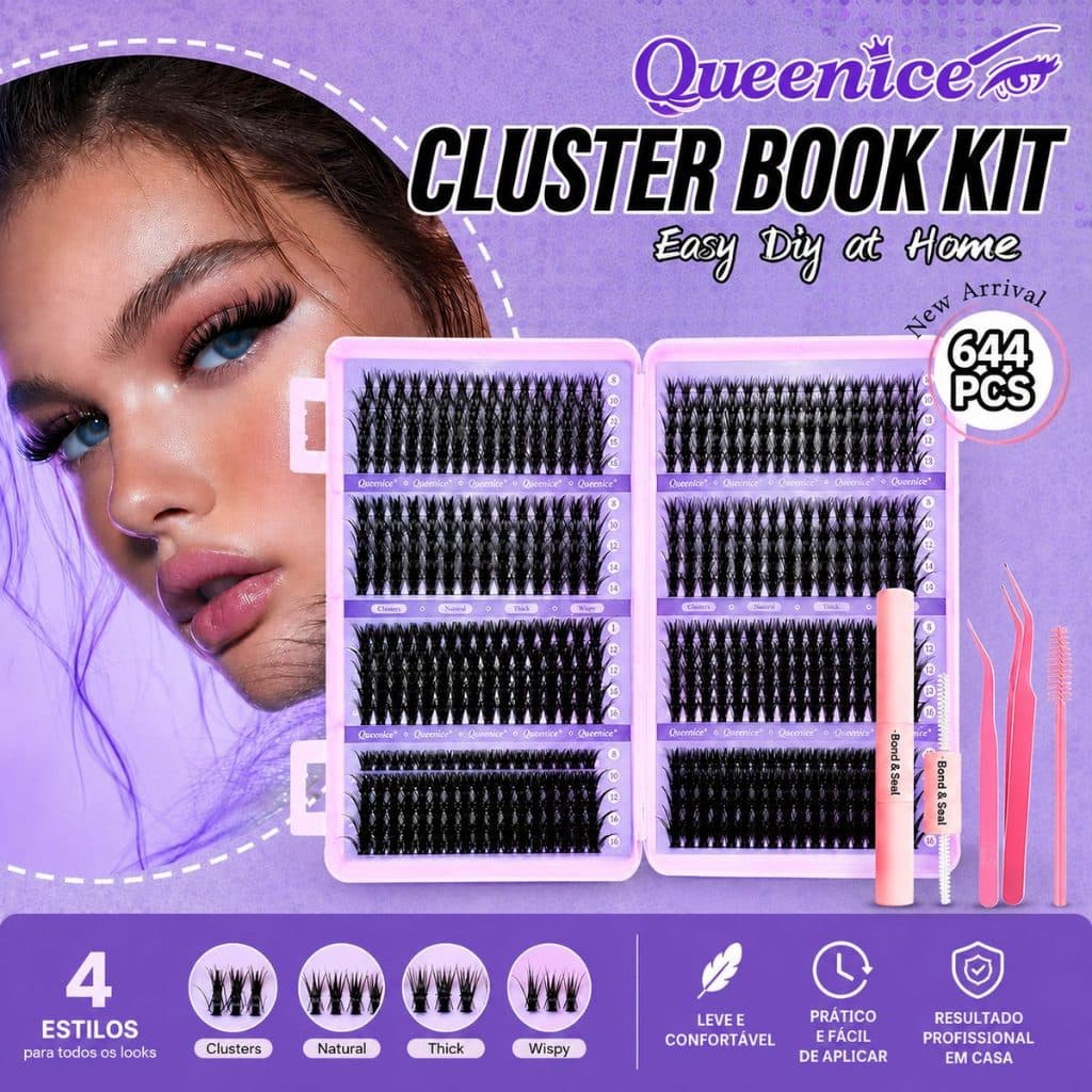 kit de cilios individuais d-curl 644pcs com cola, selante, pinca e conjunto de pinceis. livro de cilios