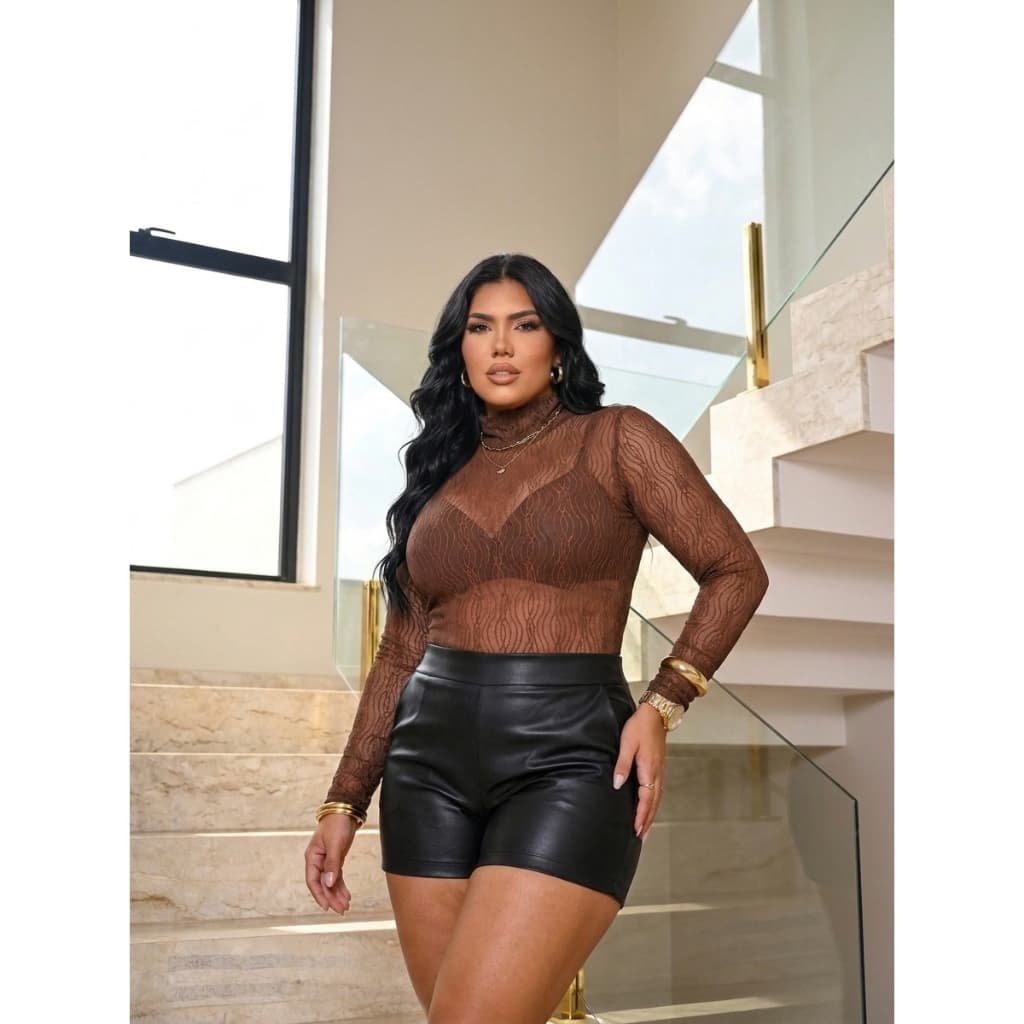 Body Plus Size Transparente Tule Feminino Com Fecho Trabalhado Festas Rodeio Show Pecuaria