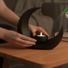 Lua Crescente de Design Autêntico 3D Vela Brinde