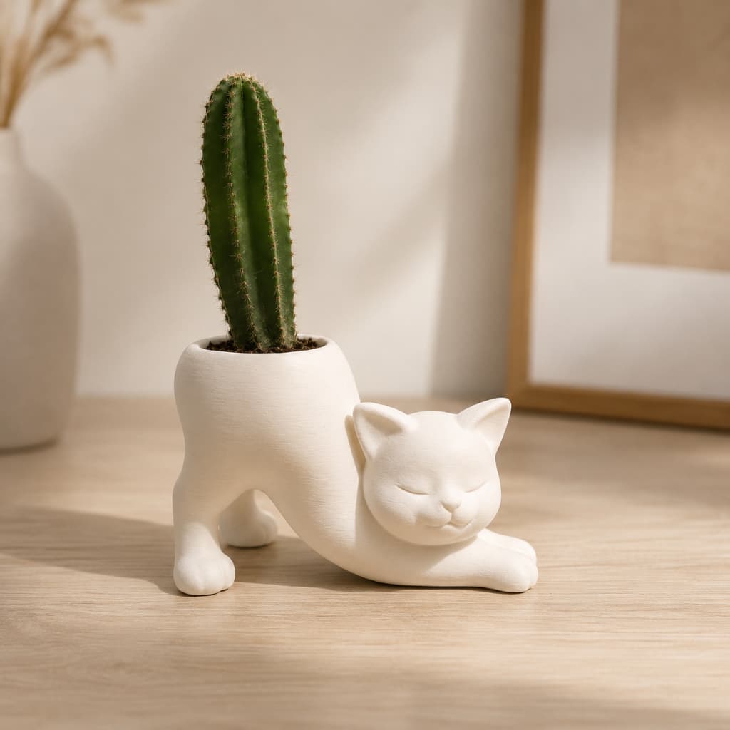 Gato Vaso para Planta Decoração Minimalista Moderna Fofa de Jardim para Mesa Sala Quarto Casa Presente