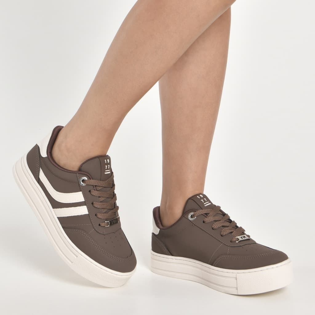 Tênis Via Marte Feminino Casual Plataforma Confortável Original 010 Branco Preto Marrom