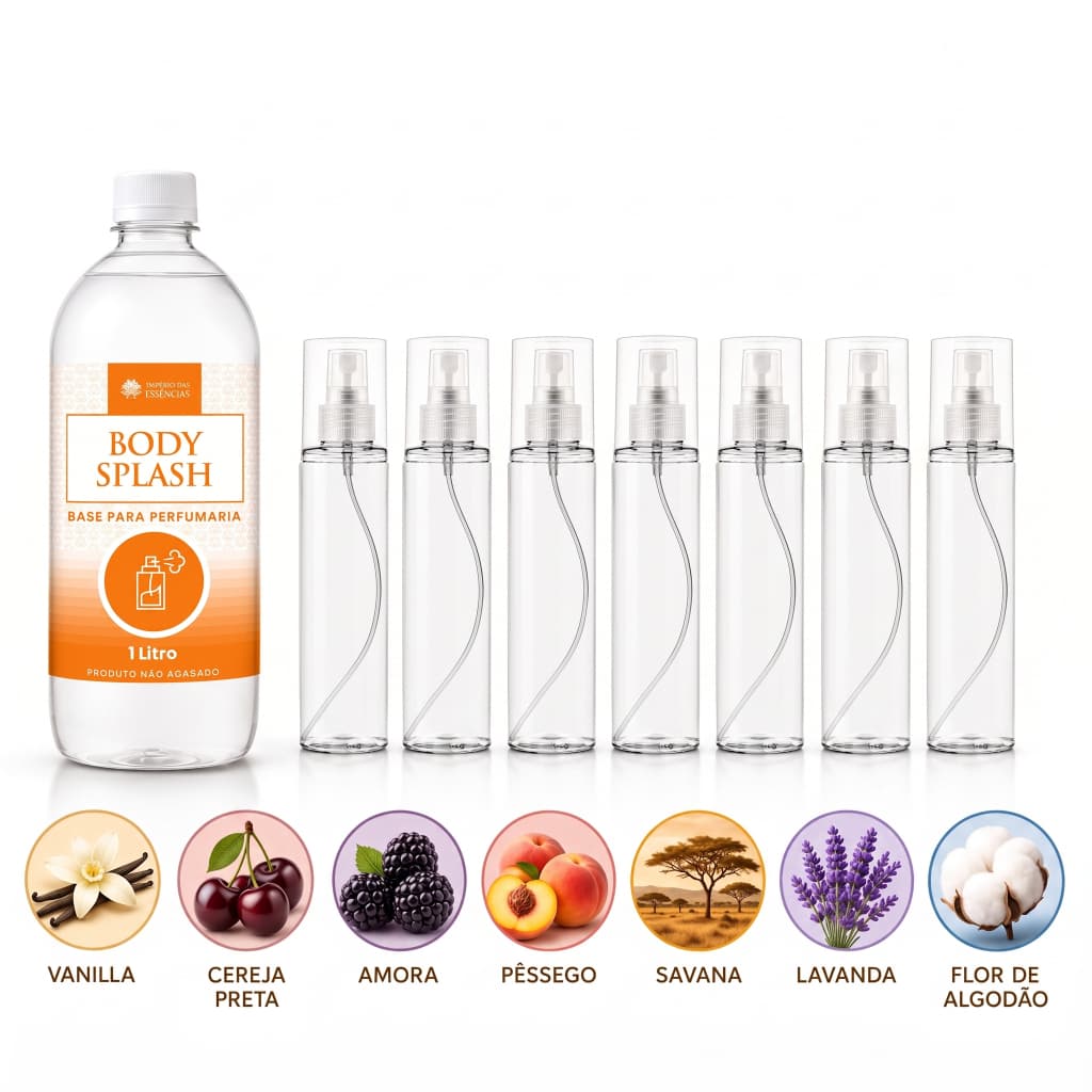 Kit Body Splash Base + 2 Frascos 200ml + Essência De 100m