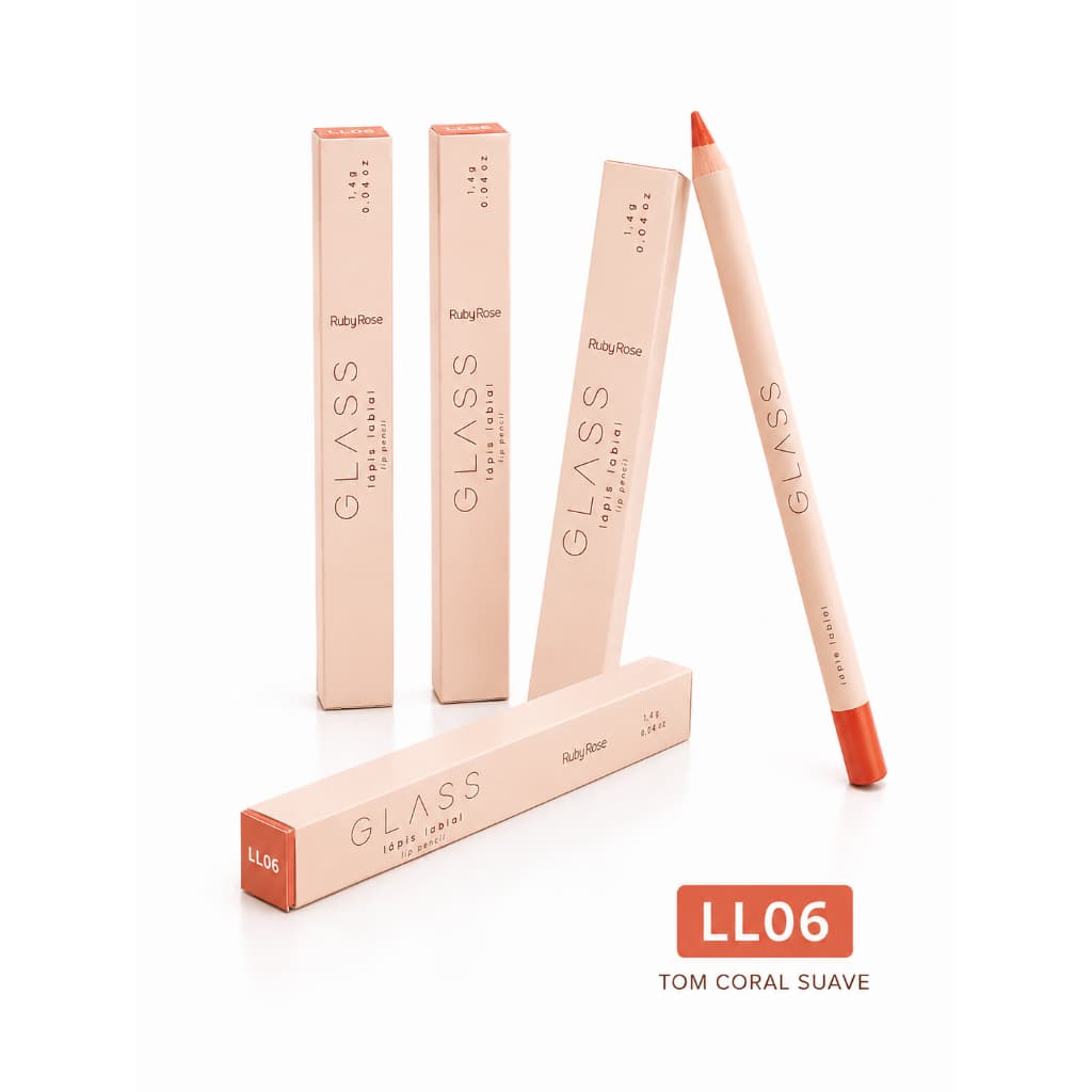 Lápis Labial Glass Ruby Rose LL06 Contorno dos Lábios Efeito Natural Lip Pencil HB-549