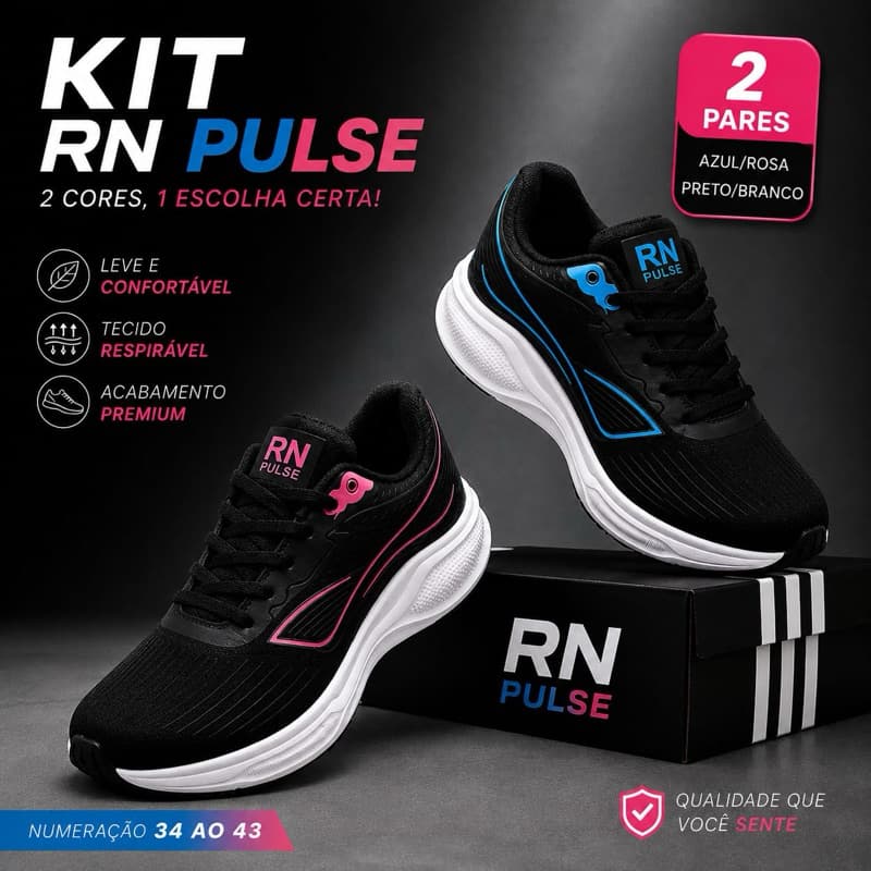 KIT 2 PARES Tênis Unissex Corrida Confortável Leve Respirável 34 ao 43 Para Treino,Caminhada e Corrida
