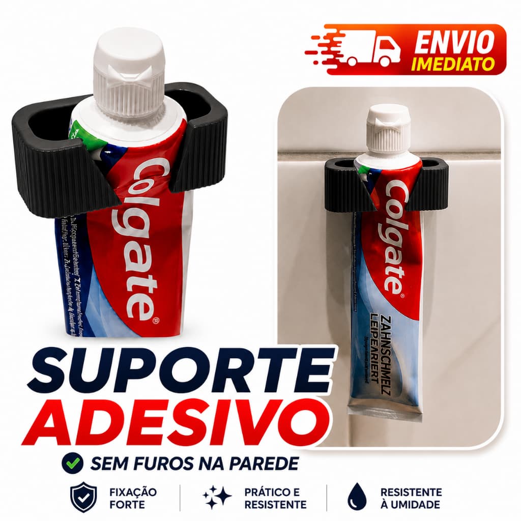 Suporte De Pasta de Dente Parede Com Fita Dupla Creme Dental Kit Gancho Banheiro Lavabo