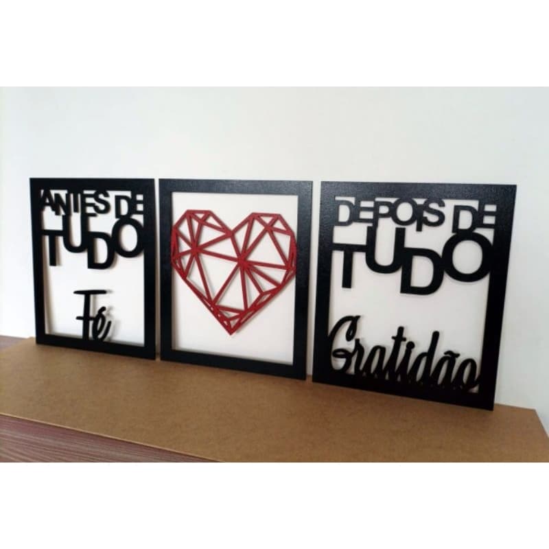 3 Quadros Decorativos em MDF 3mm