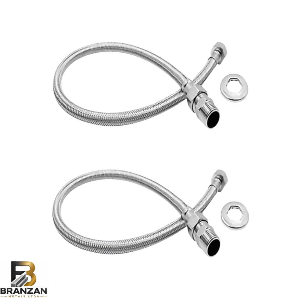 Kit 2 Engates Mangueira Flexível Trançado Aço Inox 40cm Par