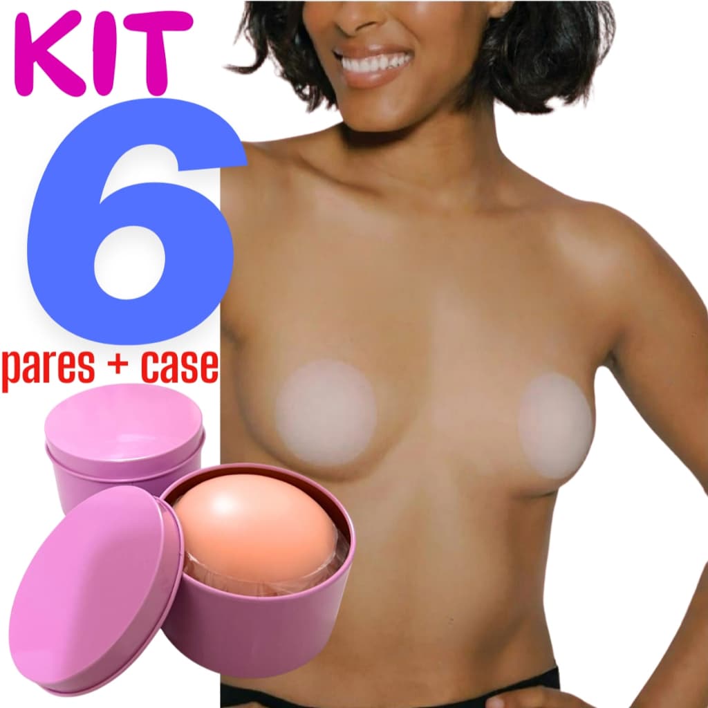 Kit até 6 Pares Protetor de Seios em Silicone Lavável Sutiã Tapa Mamilo Bico do Peito
