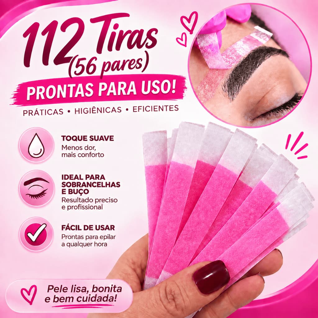 Kit 112 Tiras de Cera para Sobrancelhas e Buço | Depilflax | Depilação Rápida