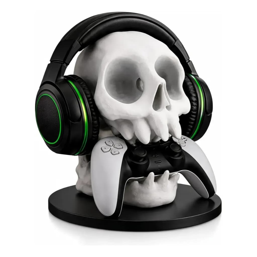 Suporte Caveira para Controle Ps5 ps4 xbox E Fone De Ouvido Base Gamer video game