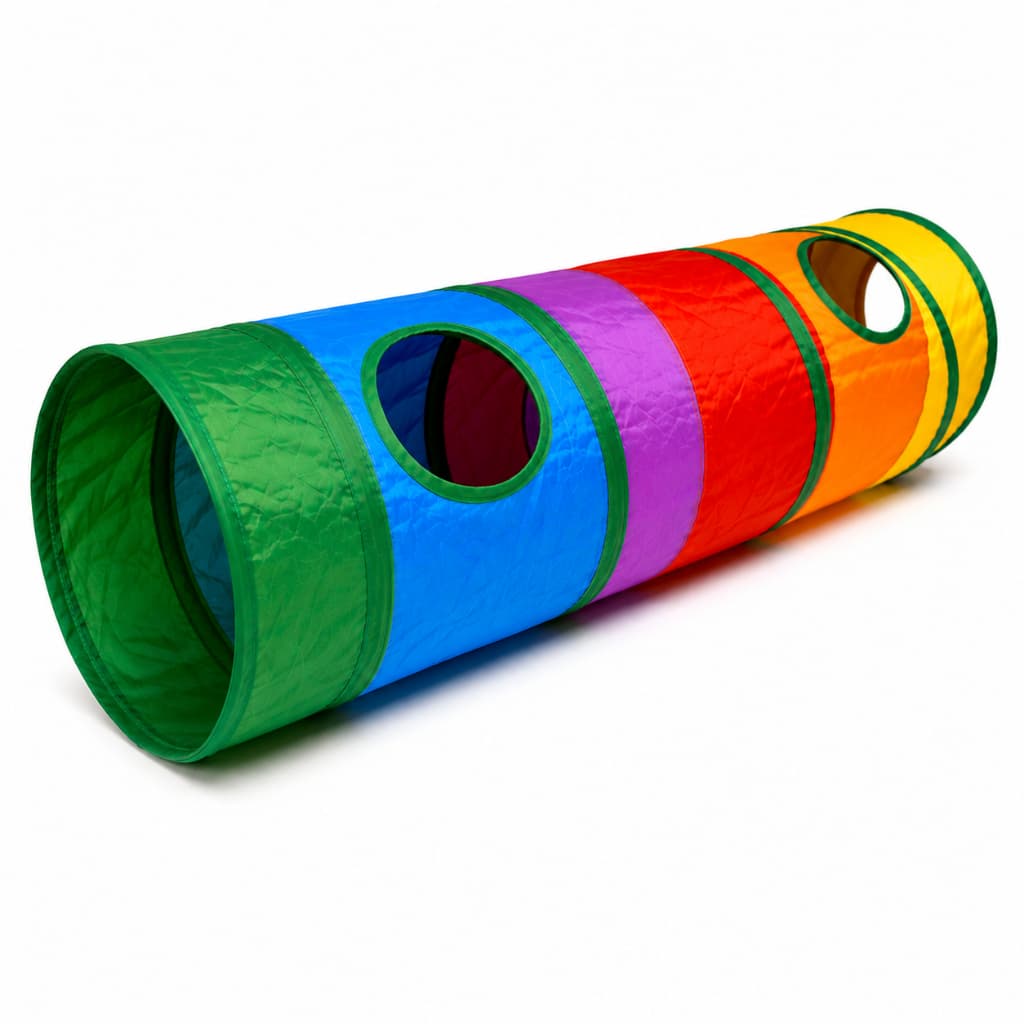 Tunel para Gatos Dobrável 113cm Colorido com Bolinha | Brinquedo Interativo Antiestresse