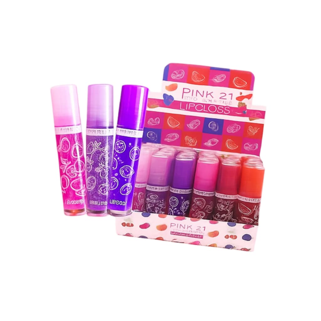 Brilho Gloss Brilho Labial Rollon Pink 21 Aroma de Fruta - 1 Unidade (Escolha)