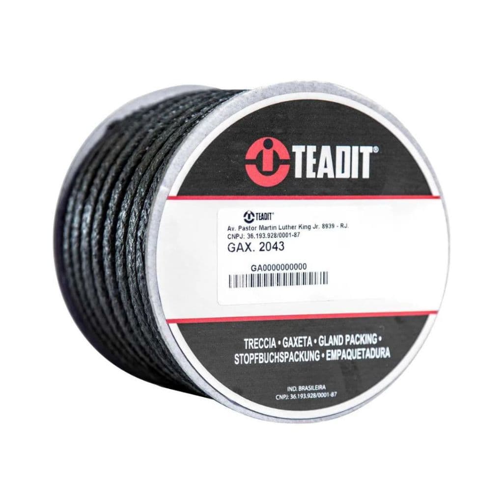 Gaxeta Teadit 2043 19,1mm 3/4 Aramida Grafite Flexível Quadrada PTFE Teflon 5kg