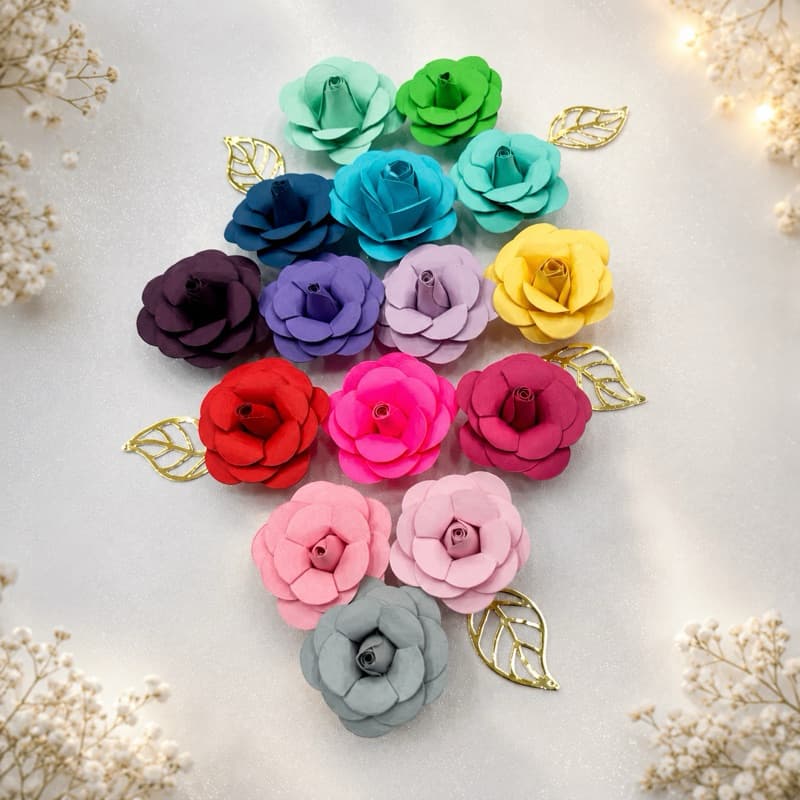 Flores de Papel para Topo de Bolo - Kit com 5 unidades