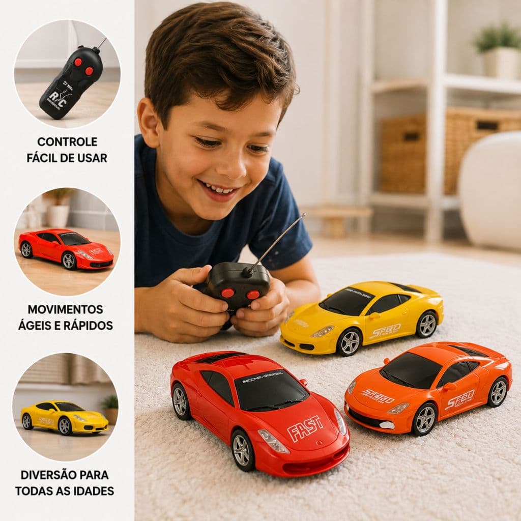 Carrinho Speed Racing Controle Remoto 2 Funcoes Sortido Brinquedo Corrida Alta Velocidade Menino