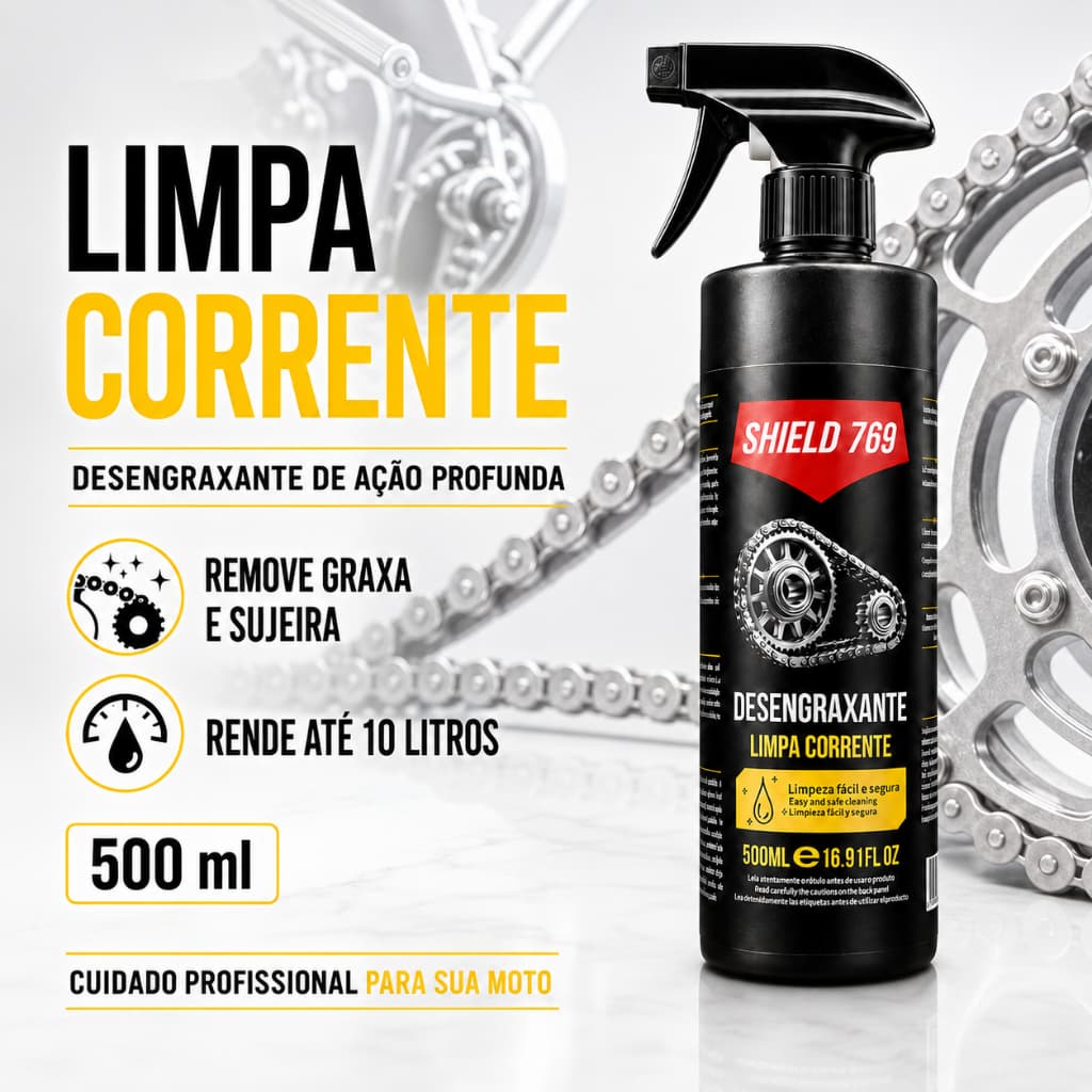 Limpa Corrente Tira Piche Óleo Graxa - Bike Moto - 500ml Rende 10 Litros