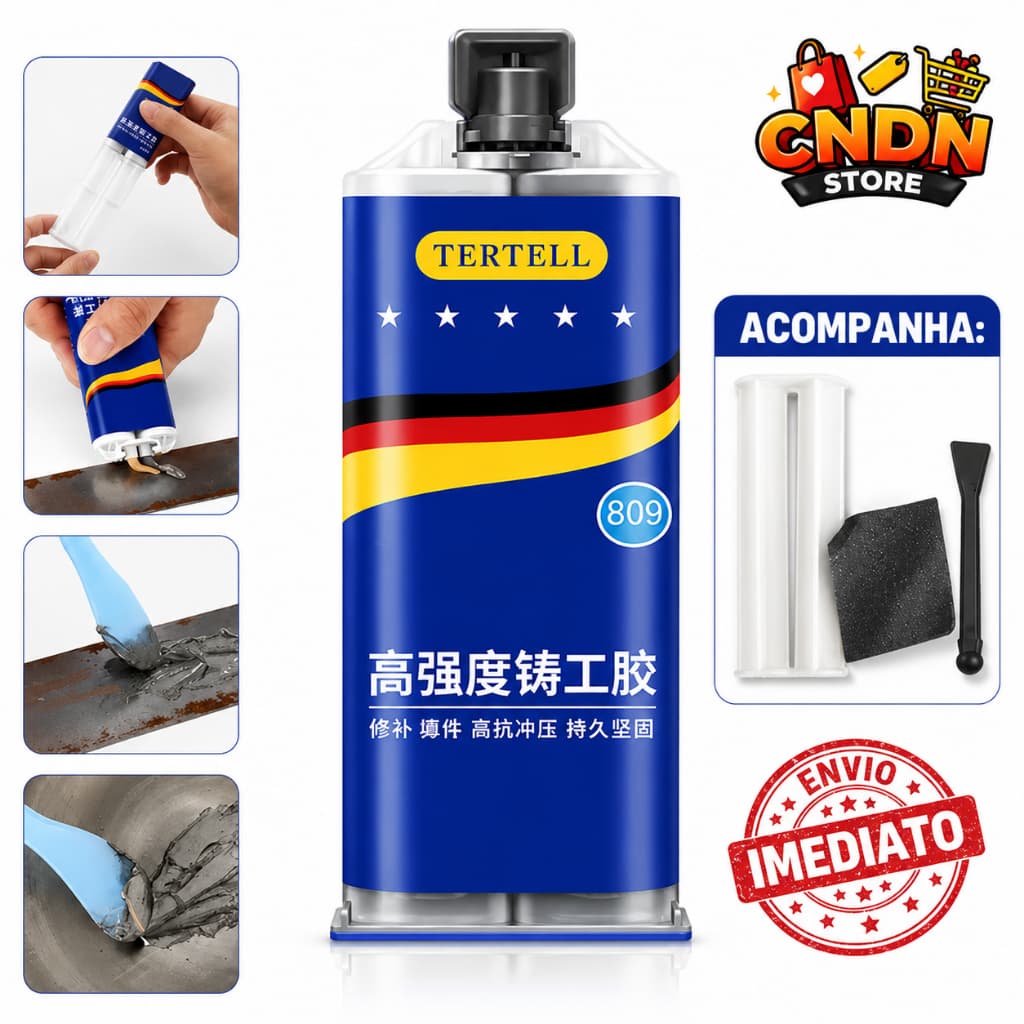 Cola AB Metal Solda a Frio Vedação Fundição Ferro Fixação Reparo Plástico - Resistência Industrial