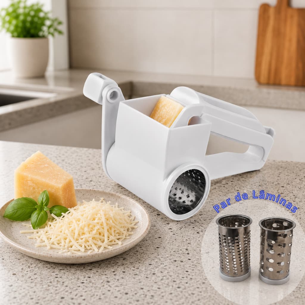 Kit Ralador Manual De Queijo 2 Lâminas Inox Noz-Moscada Parmesão Chocolate