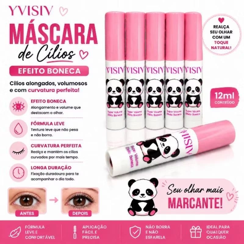 Máscara de Cílios Yvisiy Super Volume Efeito Boneca Rímel Alongamento Longa Duração