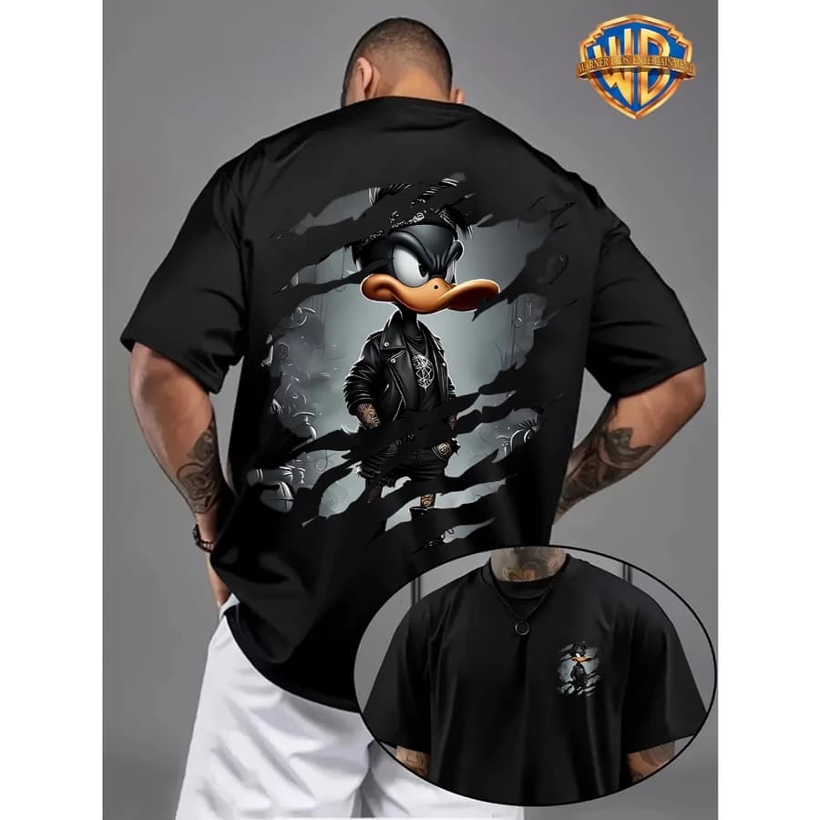 Camiseta 100% Algodão Unissex Estampa Gangts Pato, camiseta casual de verão, Alta Qualidade, Envio Rapido