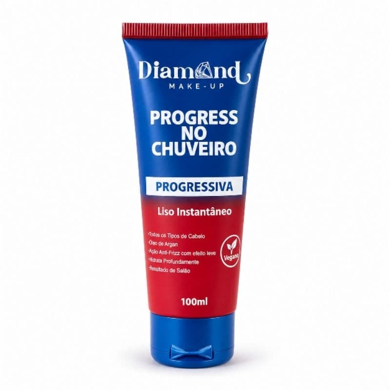 Progressiva no Chuveiro Diamond 100ml – Sem Formol – Alinha Reduz Volume Anti Frizz – Liso Natural