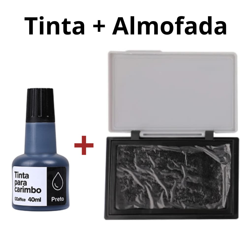 Almofada para carimbo N° 3 + Tinta para Carimbo 40ml - Kit tinta e almofada para carimbo
