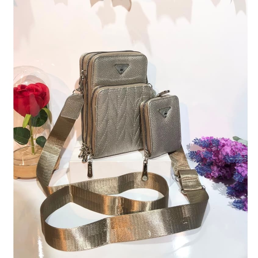 Bolsa Feminina Transversal Porta Celular Modelo com Carteira kit#FR-32