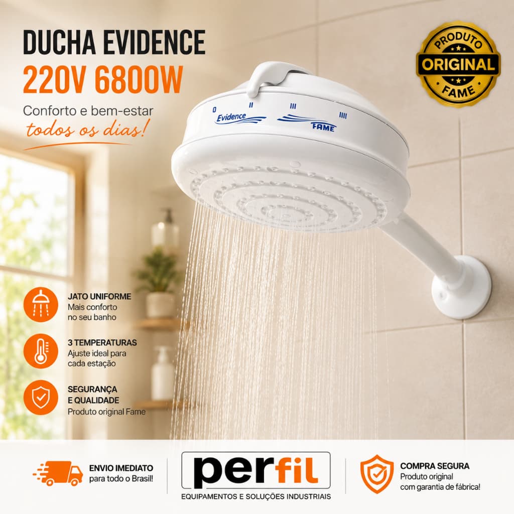 Chuveiro Elétrico 220V Chuveiro Branco Chuveiro Eletrico 6800W Chuveiro Para Banheiro Elétrico Fame