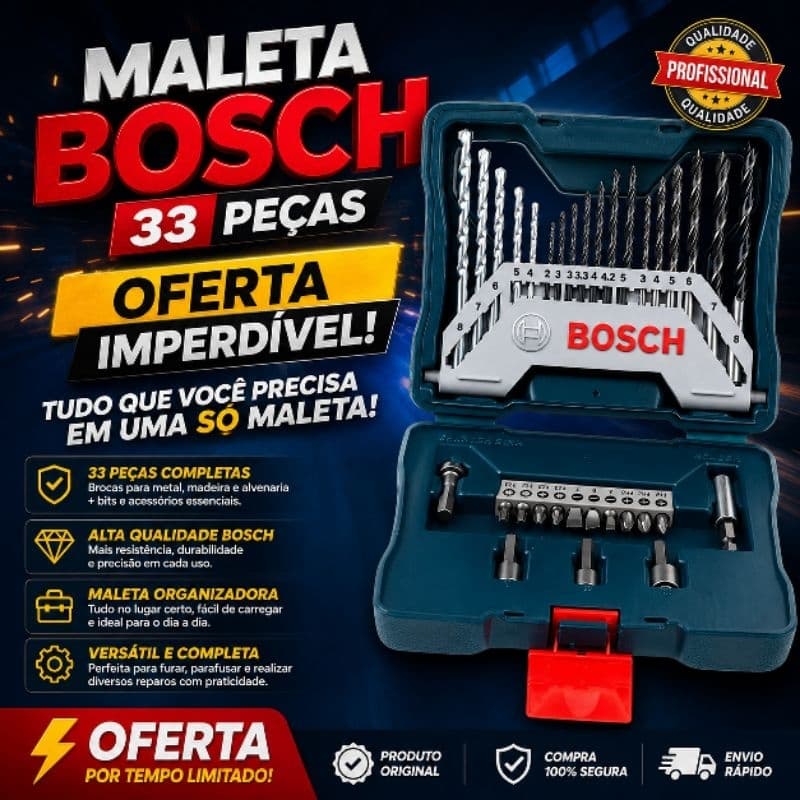 Kit Brocas e Bits Bosch X-Line 33 Peças Para Furar e Parafusar com alta Durabilidade