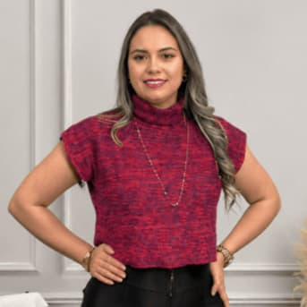 Blusa Feminina Tricot Sem Manga Tricô Premium Meia Estação 100% Acrílico Elegante