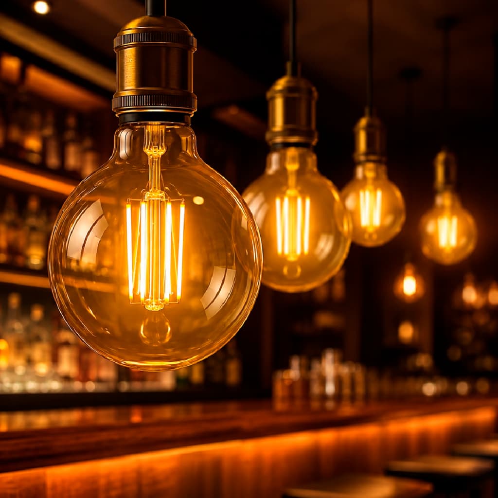 Kit Lâmpada Filamento LED Globo G125 4W E27 âmbar Bivolt 2200K Branco Quente Vintage Lustre Abajur Iluminação Decorativa