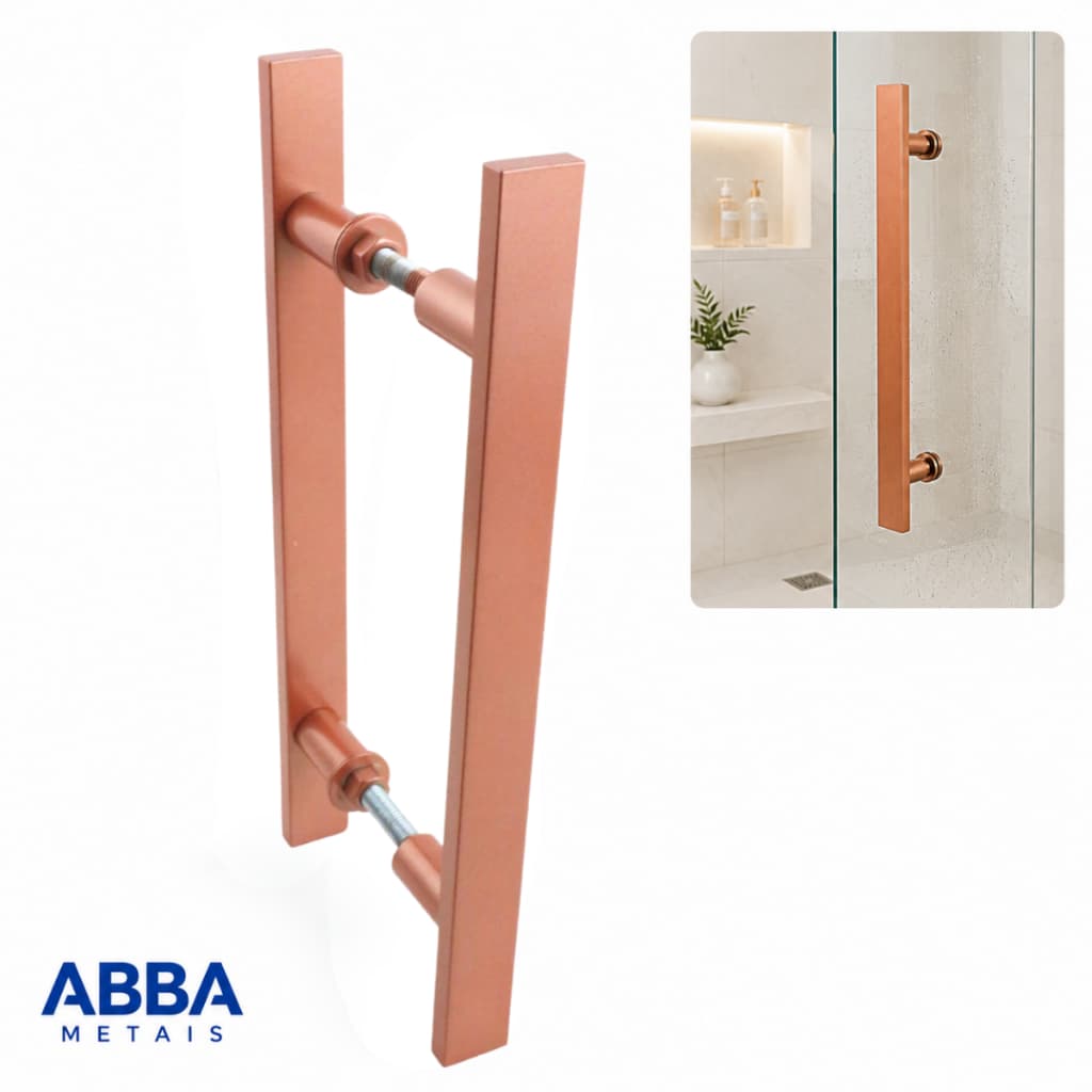 Puxador De Porta De Madeira Rose Vidro Box Portão Rose 30Cm Entre Os Furo 20Cm