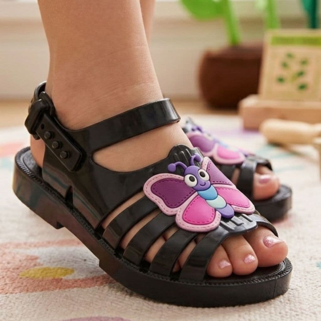 Sandália Infantil Borboleta Aranha Menina Confortável Clássica Silicone Macia