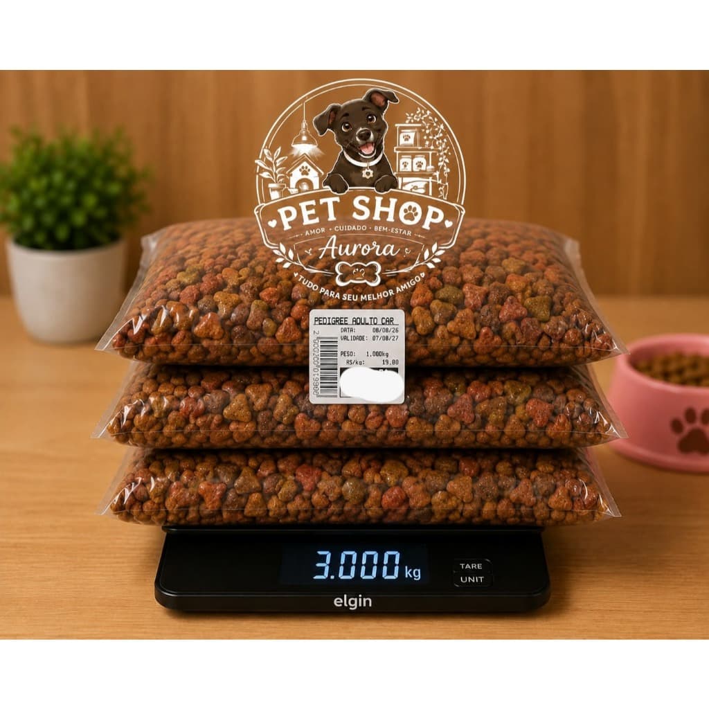 3kg RAÇÃO Pedigree Adulto Raças Pequenas Carne A GRANEL