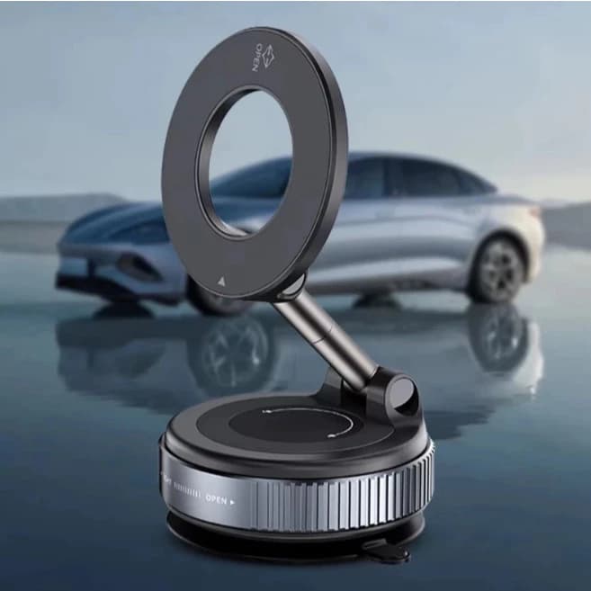 Suporte Magnético 360° com Ventosa a Vácuo: firmeza, praticidade e liberdade para usar o celular em qualquer lugar!
