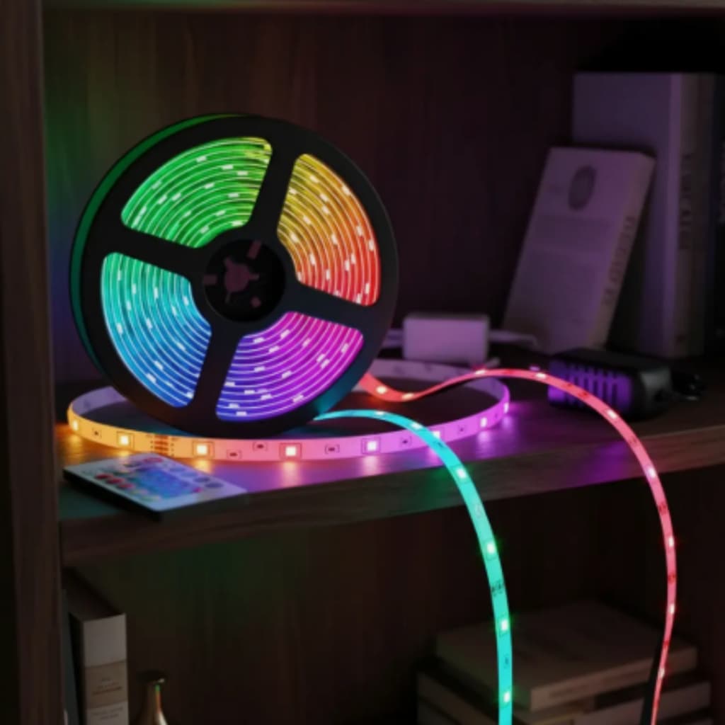 Fita de led RBG estatica - 5m 60 leds por metro IP65 12V - fita para sala, computador + fonte, arvore de natal