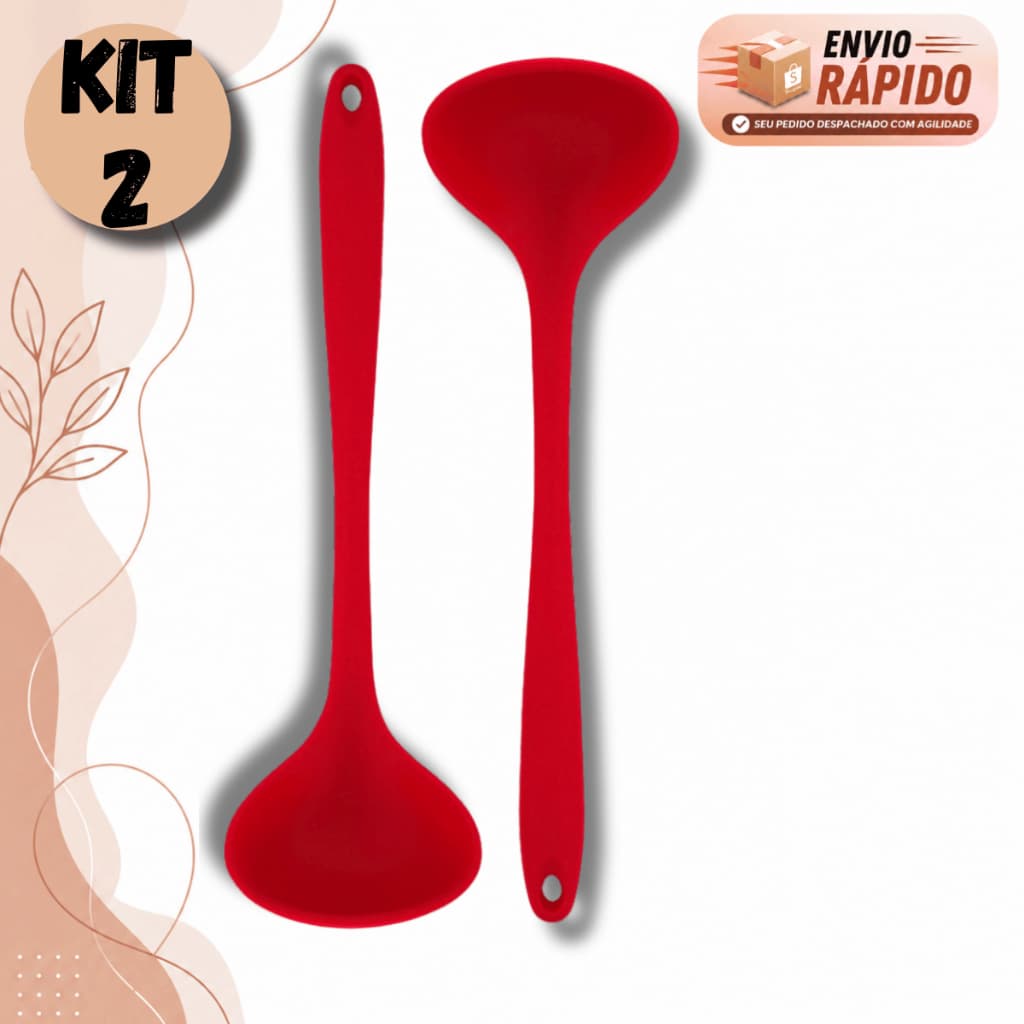 Kit Concha Silicone 30cm Colher De Sopa Caldos Molho Premium Cozinha Pratica Livre BPA Não Risca Panela